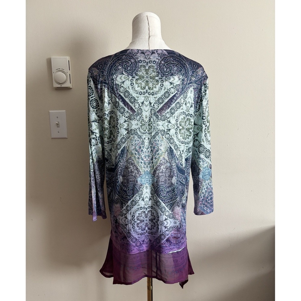 Y2K Inspired Fairy Boho Whimsigoth Top Medium Purple Green Emerald World - Picture 7 of 7